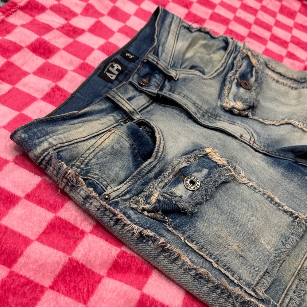 AHP Light Blue Stacked & Distressed Panel Jeans - Picture 3 of 9